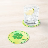 vierblättriges Kleeblatt St. Patrick's Day Design- Runder Pappuntersetzer (Vor Ort)