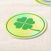 vierblättriges Kleeblatt St. Patrick's Day Design- Runder Pappuntersetzer (Angewinkelt)
