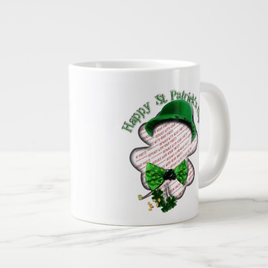 vierblättriges Kleeblatt St. Patrick's Day Foto Jumbo-Tasse (Vorderseite Rechts)