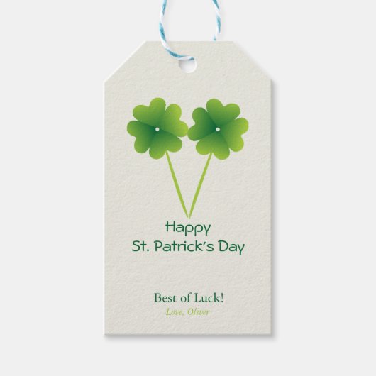 vierblättriges Kleeblatt St. Patrick's Day Geschenkanhänger (Vorderseite)