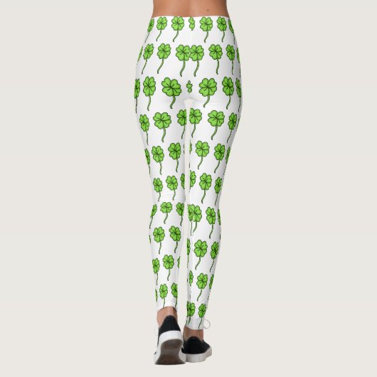 vierblättriges Kleeblatt St. Patrick's Day Leggings (Rückseite)