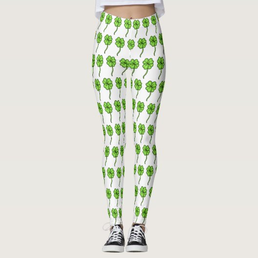 vierblättriges Kleeblatt St. Patrick's Day Leggings (Vorderseite)
