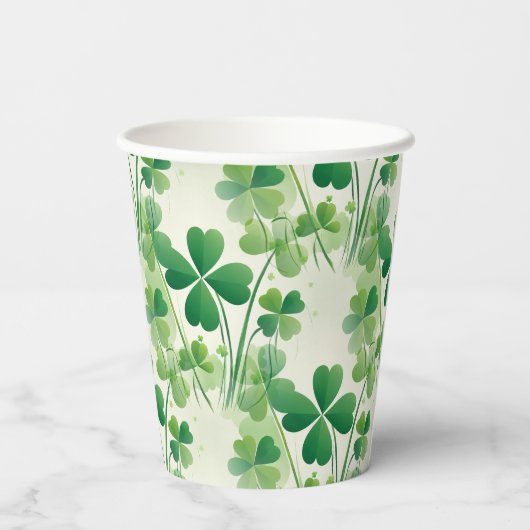 vierblättriges Kleeblatt St. Patrick's Day Pappbecher (Rückseite)