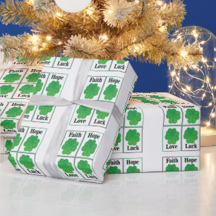 Vierblättriges Kleeblatt St. Patricks Day Vierblät Geschenkpapier