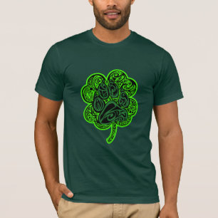 Vierblättriges Kleeblatt Tatzen-Druck T-Shirt
