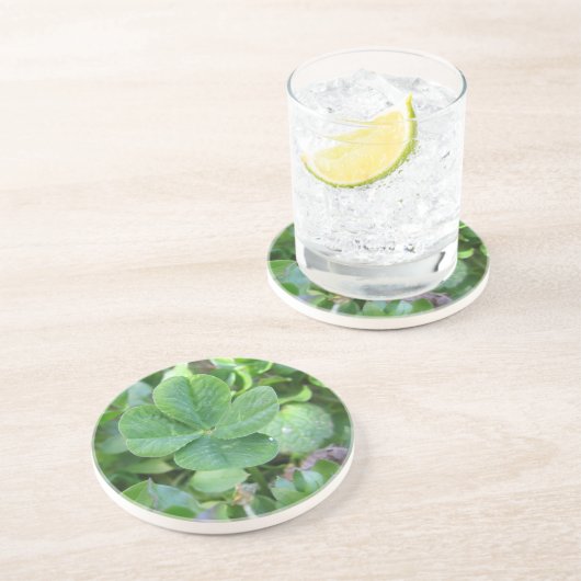 vierblättriges Kleeblatt Untersetzer (Seite)