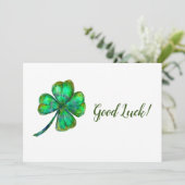 vierblättriges Kleeblatt viel Glück Dankeskarte (Stehend Vorderseite)