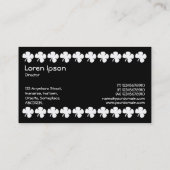 vierblättriges Kleeblatt - Weiß auf Schwarz Visitenkarte (Rückseite)