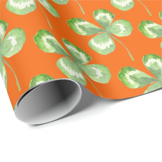 vierblättriges Kleeblatt Wrapping Paper Geschenkpapier (Rolleneckpunkt)