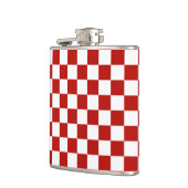 Viereck rotes, weißes Retro-Quadrat Flachmann (Links)