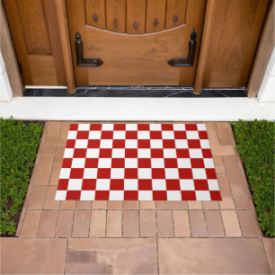 Viereck rotes, weißes Retro-Quadrat Fußmatte