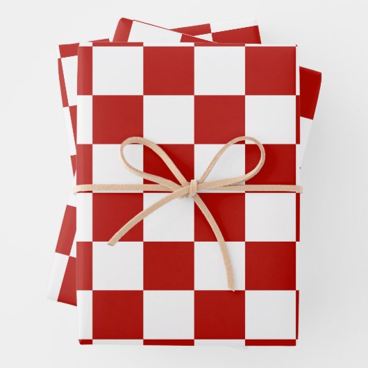 Viereck rotes, weißes Retro-Quadrat Geschenkpapier Set (Beispiel)