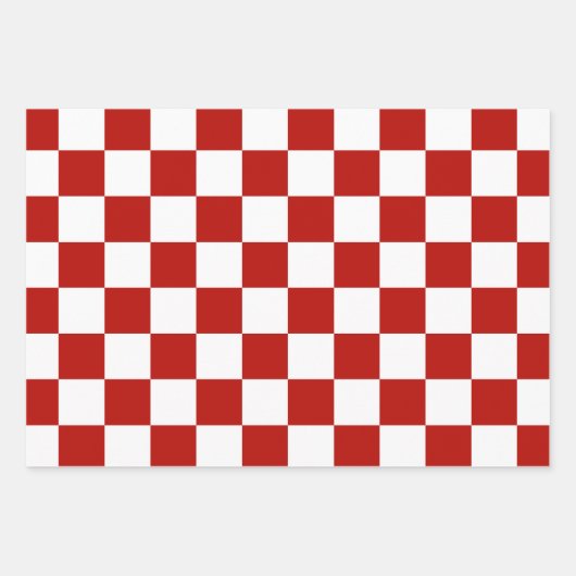 Viereck rotes, weißes Retro-Quadrat Geschenkpapier Set (Vorderseite)