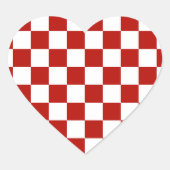 Viereck rotes, weißes Retro-Quadrat Herz-Aufkleber (Vorderseite)