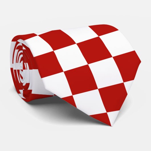 Viereck rotes, weißes Retro-Quadrat Krawatte (Gerollt)