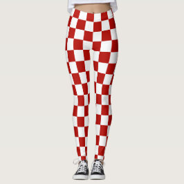 Viereck rotes, weißes Retro-Quadrat Leggings