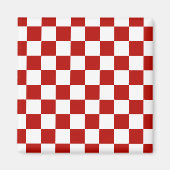 Viereck rotes, weißes Retro-Quadrat Magnet (Vorne)