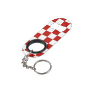 Viereck rotes, weißes Retro-Quadrat Mini Flaschenöffner (Rückseite Schrägansicht)