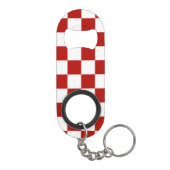 Viereck rotes, weißes Retro-Quadrat Mini Flaschenöffner (Rückseite)