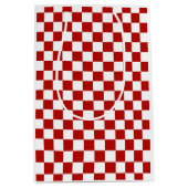 Viereck rotes, weißes Retro-Quadrat Mittlere Geschenktüte (Vorderseite)