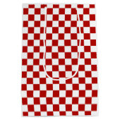 Viereck rotes, weißes Retro-Quadrat Mittlere Geschenktüte (Rückseite)