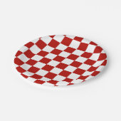 Viereck rotes, weißes Retro-Quadrat Pappteller (Schrägansicht)