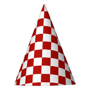 Viereck rotes, weißes Retro-Quadrat Partyhütchen