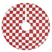 Viereck rotes, weißes Retro-Quadrat Polyester Weihnachtsbaumdecke (Vorderseite)