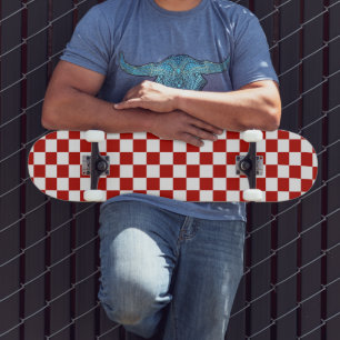 Viereck rotes, weißes Retro-Quadrat Skateboard