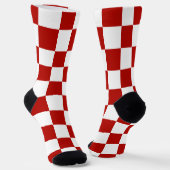Viereck rotes, weißes Retro-Quadrat Socken (Gewinkelt)