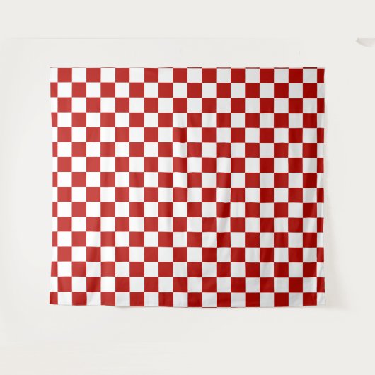 Viereck rotes, weißes Retro-Quadrat Wandteppich (Vorderseite (Horizontal))