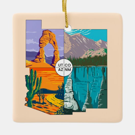 Vierecke Nationaldenkmal Keramikornament (Vorderseite)