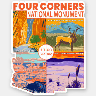 Vierecke Nationaldenkmal mit Nationalparks 2 Aufkleber