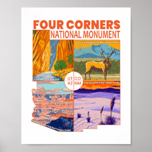 Vierecke Nationaldenkmal mit Nationalparks 2 Poster
