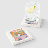 Vierecke Nationaldenkmal mit Nationalparks 2 Steinuntersetzer (Seitenansicht)