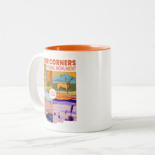 Vierecke Nationaldenkmal mit Nationalparks 2 Zweifarbige Tasse (Vorderseite Links)