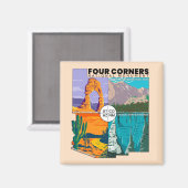 Vierecke Nationaldenkmal mit Nationalparks Magnet (Vorderseite/Rückseite)