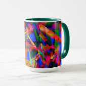 Viereckige Quadrate mit bunten Pinselstrichen Tasse (VorderseiteRechts)