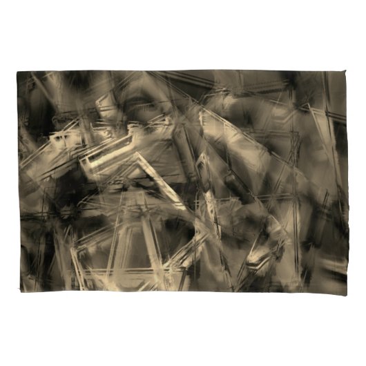 Viereckige Quadrate mit 'falschen Pinselstrichen' Kissenbezug (Vorderseite-Links)