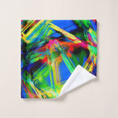 Viereckige Quadrate mit grünen bunten Pinselstrich Badhandtuch Set (Waschlappen)