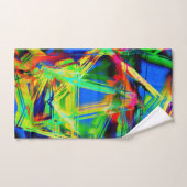 Viereckige Quadrate mit grünen bunten Pinselstrich Badhandtuch Set (Handtuch)