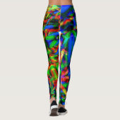 Viereckige Quadrate mit grünen bunten Pinselstrich Leggings (Rückseite)