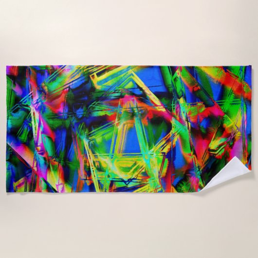 Viereckige Quadrate mit grünen bunten Pinselstrich Strandtuch (Vorderseite)