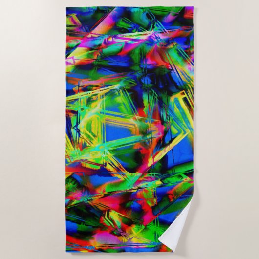 Viereckige Quadrate mit grünen bunten Pinselstrich Strandtuch (Vorderseite)