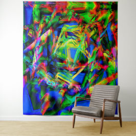 Viereckige Quadrate mit grünen bunten Pinselstrich Wandteppich