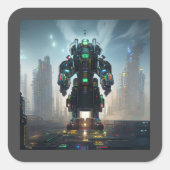 Viereckige Robot-Aufkleber Quadratischer Aufkleber (Vorderseite)