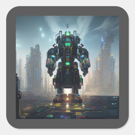 Viereckige Robot-Aufkleber Quadratischer Aufkleber (Vorderseite)