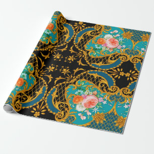 Viereckige Zusammensetzung mit rosa und orangefarb Geschenkpapier