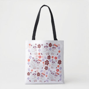 Viereckiges Poster mit niedlichen Pandas Paare in  Tasche