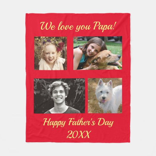 Vierer Foto Personalisiert Fleece Blankon (Vorderseite)